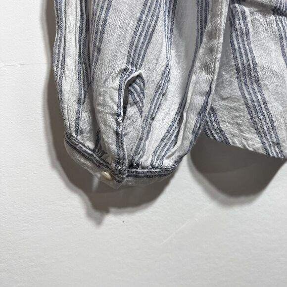 Rails Marti Cayman Stripe Blouse Lightweight Linen Button Up Tie Waist Size S - Picture 15 of 16